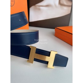 Hermes Fashion Double Side Calf Leather Gold H Buckle 38mm Belt White