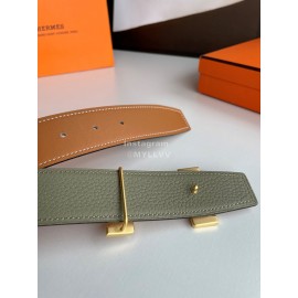 Hermes Fashion Double Side Calf Leather Gold H Buckle 38mm Belt Brown
