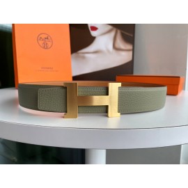 Hermes Fashion Double Side Calf Leather Gold H Buckle 38mm Belt Brown