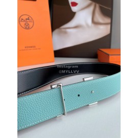 Hermes Fashion Double Side Calf Leather Silver H Buckle 38mm Belt 