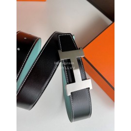 Hermes Fashion Double Side Calf Leather Silver H Buckle 38mm Belt 