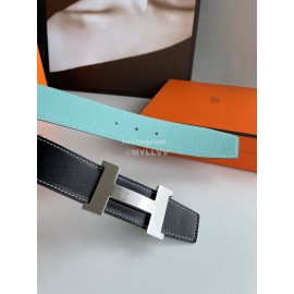 Hermes Fashion Double Side Calf Leather Silver H Buckle 38mm Belt 