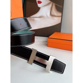 Hermes Fashion Double Side Calf Leather Silver H Buckle 38mm Belt 