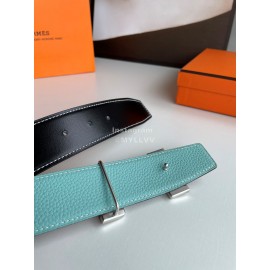 Hermes Fashion Double Side Calf Leather Silver H Buckle 38mm Belt 