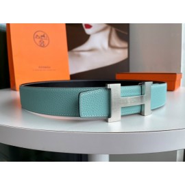 Hermes Fashion Double Side Calf Leather Silver H Buckle 38mm Belt 