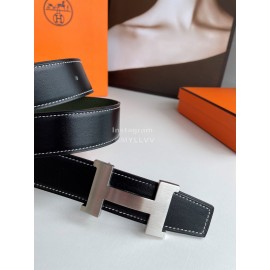Hermes Fashion Double Side Calf Leather Silver H Buckle 38mm Belt Green