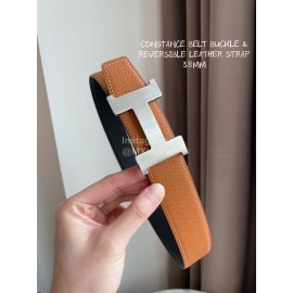Hermes Constance Belt Buckle Reversible Leather Strap 38mm Tan