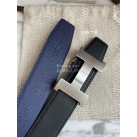 Hermes Constance Belt Buckle Reversible Leather Strap 38mm Blue