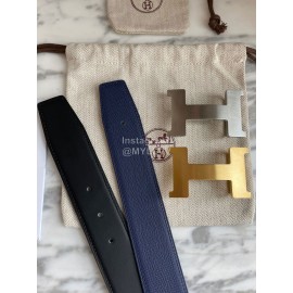 Hermes Constance Belt Buckle Reversible Leather Strap 38mm Blue