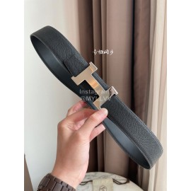 Hermes Constance Belt Buckle Reversible Leather Strap 38mm Gray