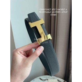 Hermes Constance Belt Buckle Reversible Leather Strap 38mm Gray