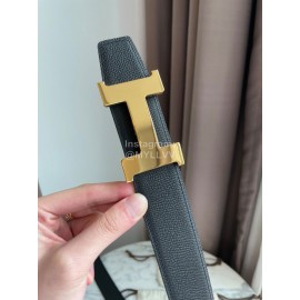 Hermes Constance Belt Buckle Reversible Leather Strap 38mm Gray