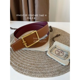 Hermes Fashion Leather Gold Buckle Reversible Strap 38mm Wine Red