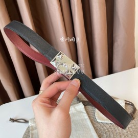 Hermes Fashion Leather Silver Buckle Reversible Belt 24mm 