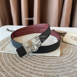 Hermes Fashion Leather Silver Buckle Reversible Belt 24mm 