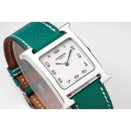 Hermes Heure H 316 Fine Steel Fired Enamel Paint Case Watch Dark Green
