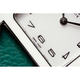 Hermes Heure H 316 Fine Steel Fired Enamel Paint Case Watch Dark Green