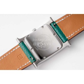 Hermes Heure H 316 Fine Steel Fired Enamel Paint Case Watch Dark Green