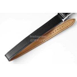 Hermes Heure H Double Jeu Diamond Leather Strap Watch Black