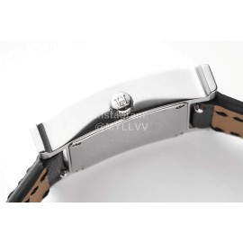 Hermes Heure H Double Jeu Diamond Black Leather Strap Watch