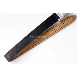 Hermes Heure H Double Jeu Diamond Black Leather Strap Watch