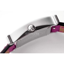 Hermes Heure H Double Jeu Diamond Leather Strap Watch Purple