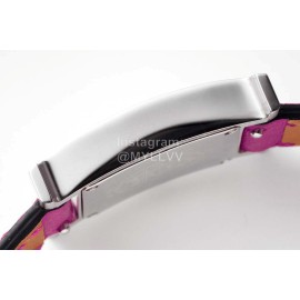 Hermes Heure H Double Jeu Diamond Leather Strap Watch Purple