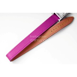 Hermes Heure H Double Jeu Diamond Leather Strap Watch Purple