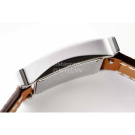 Hermes Heure H Double Jeu Fashion Diamond Leather Strap Watch Brown