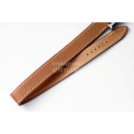 Hermes Heure H Double Jeu Fashion Diamond Leather Strap Watch Brown