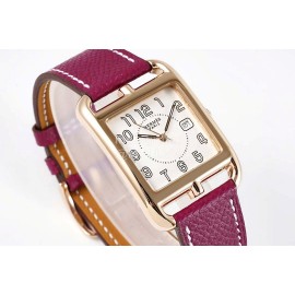 Hermes Cape Cod Series 316 Refined Steel Watch Wine Red