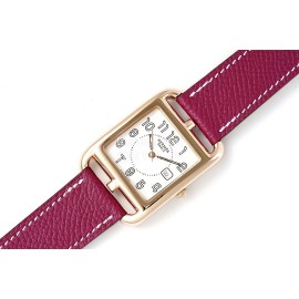 Hermes Cape Cod Series 316 Refined Steel Watch Wine Red