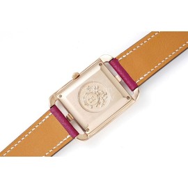 Hermes Cape Cod Series 316 Refined Steel Watch Wine Red