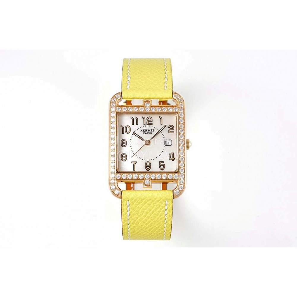 Hermes Cape Cod Series 316 Refined Steel Diamond Watch Yellow