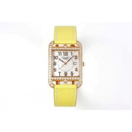 Hermes Cape Cod Series 316 Refined Steel Diamond Watch Yellow