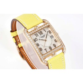 Hermes Cape Cod Series 316 Refined Steel Diamond Watch Yellow