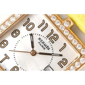 Hermes Cape Cod Series 316 Refined Steel Diamond Watch Yellow