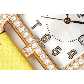 Hermes Cape Cod Series 316 Refined Steel Diamond Watch Yellow