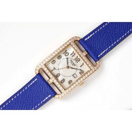 Hermes Cape Cod Series 316 Refined Steel Diamond Watch Blue