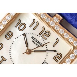 Hermes Cape Cod Series 316 Refined Steel Diamond Watch Blue