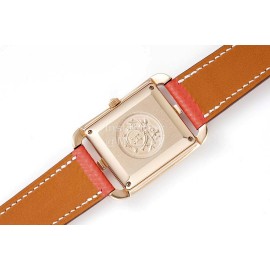 Hermes Cape Cod Series 316 Refined Steel Diamond Watch Red