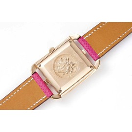 Hermes Cape Cod Series 316 Refined Steel Diamond Watch Rose Red