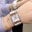 Hermes Square Fine Steel Case Diamond Watch White