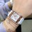 Hermes Square Fine Steel Case Diamond Watch White