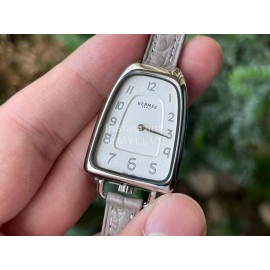 Galop D’Hermès Fashion Leather Strap Watch Gray