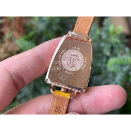 Galop D’Hermès Fashion Leather Strap Watch Orange