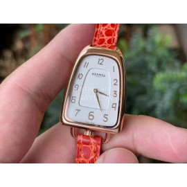Galop D’Hermès Fashion Leather Strap Watch Orange Red