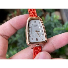 Galop D’Hermès Fashion Leather Strap Watch Orange Red