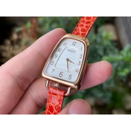 Galop D’Hermès Fashion Leather Strap Watch Orange Red