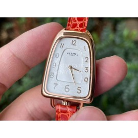 Galop D’Hermès Fashion Leather Strap Watch Orange Red